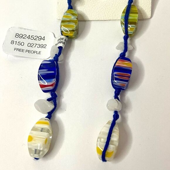 Free People Millefiori Glass Bead Dangle Festival Style Earrings Ariana Ost - Picture 4 of 9